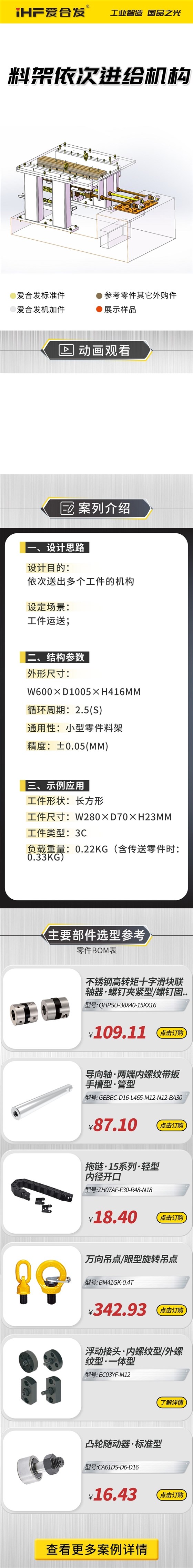 愛合發(fā)：案例介紹，料雜架依次進給機構(gòu)！